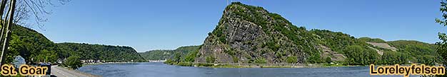 Loreley bei St. Goar am Rhein, Lorleyfelsen im Mittelrheintal.