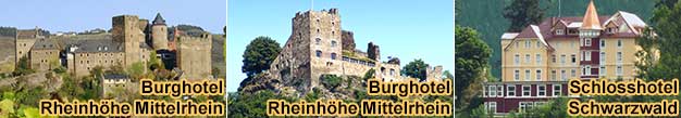 Burghotels und Schlosshotels in Deutschland, Rhein, Schwarzwald, Bonn, Edersee, Franken, Altmühltal, Dresden